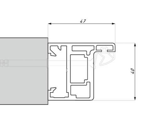 H type Profile Set for Glass Door Frame, H=2510 mm / Satin, Silver