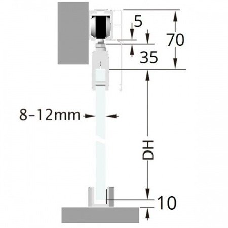 Sliding Clamping Glass Door System with cover – set (SL-200 ) / 3 m, 4 m/ Satin 