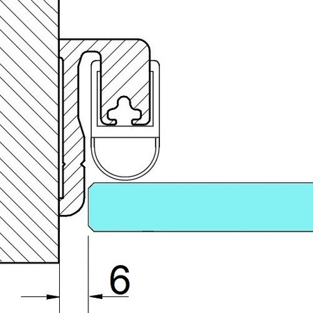 Wall Profile for Shower Glass Door Magnetic and Standard  Seals